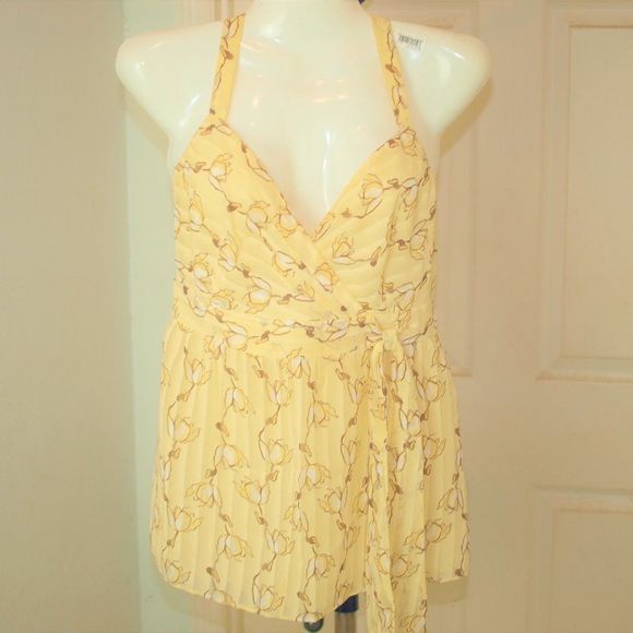 LOFT Tops - Ann Taylor Loft Summer Blouse Yellow Great with Denim Shorts Size 8